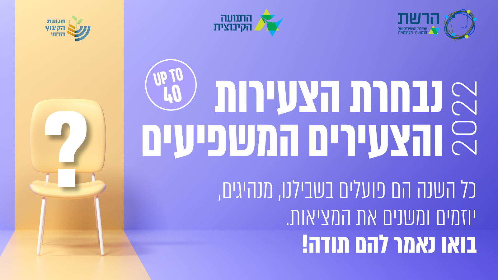  ממליצים וממליצות על הצעירים המשפיעים בתנועה הקיבוצית לשנת 2022 - ועוזרים לעצב את מנהיגות העתיד