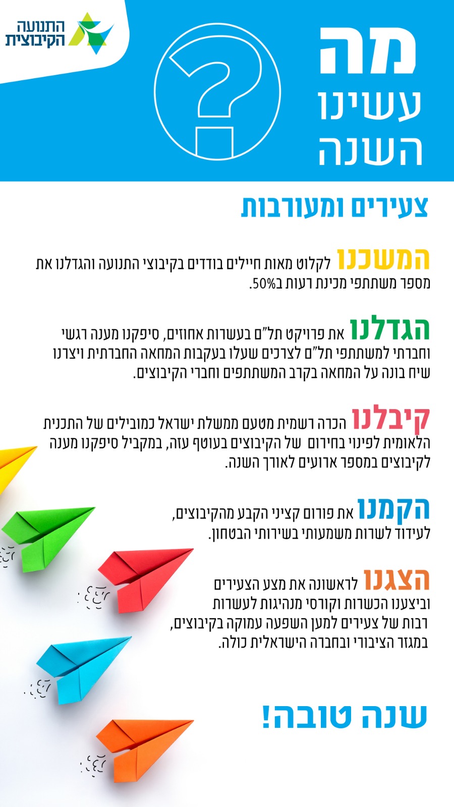 שנה טובה מאגף צעירים ומעורבות בחברה 