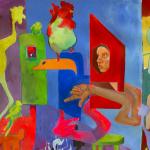 סארה חטיב 1, Act 1 Still as a bird' Acrylic paint' on canvas. צילום: דייויס 