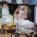 עמית גביש. כאילו שזה התכלית שלה להיות בסתירה. צבעי שמן על מעטפות נייר. צילום נגה דייויס